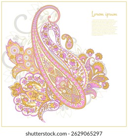 Paisley isolated. Card with paisley isolated for design. Floral vector pattern. Embroidery floral vector pattern.