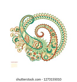 Paisley isolated. Card with paisley isolated for design. Paisley vector pattern. Embroidery floral vector seamless pattern. 