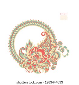 Paisley isolated. Card with paisley isolated for design. Paisley vector pattern. Embroidery floral vector seamless pattern. 