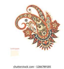 Paisley isolated. Card with paisley isolated for design. Paisley vector pattern