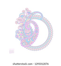 Paisley isolated. Card with paisley isolated for design. Paisley vector pattern. Embroidery floral vector seamless pattern. 