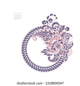 Paisley isolated. Card with paisley isolated for design. Paisley vector pattern. Embroidery floral vector seamless pattern. 