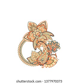 Paisley isolated. Card with paisley isolated for design. Paisley vector pattern. Embroidery floral vector seamless pattern.