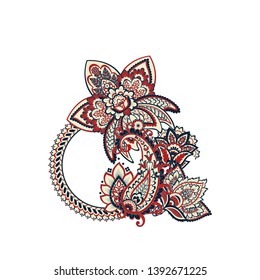 Paisley isolated. Card with paisley isolated for design. Paisley vector pattern. Embroidery floral vector seamless pattern.