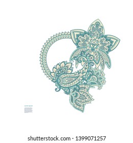 Paisley isolated. Card with paisley isolated for design. Paisley vector pattern. Embroidery floral vector pattern.