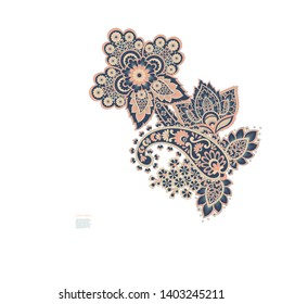 Paisley isolated. Card with paisley isolated for design. Paisley vector pattern. Embroidery floral vector seamless pattern