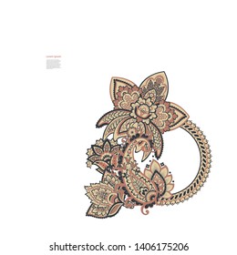 Paisley isolated. Card with paisley isolated for design. Paisley vector pattern. Embroidery floral vector seamless pattern.