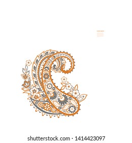 Paisley aislado. Tarjeta con paisley aislado para el diseño.Patrón vector Paisley. Diseño vectorial floral bordado.
