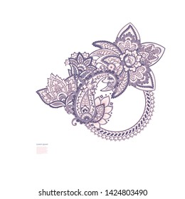 Paisley isolated. Card with paisley isolated for design. Paisley vector pattern. Embroidery floral vector seamless pattern.