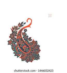 Paisley isolated. Card with paisley isolated for design. Paisley vector pattern. Embroidery floral vector pattern. 