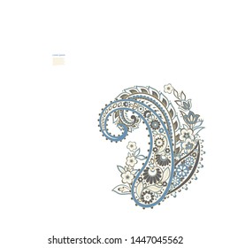 Paisley isolated. Card with paisley isolated for design. Paisley vector pattern. Embroidery floral vector pattern.