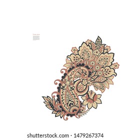 Paisley isolated. Card with paisley isolated for design. Paisley vector pattern.