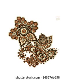 Paisley isolated. Card with paisley isolated for design. Paisley vector pattern. Embroidery floral vector seamless pattern