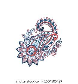 Paisley isolated. Card with paisley isolated for design. Paisley vector pattern. Embroidery floral vector pattern.