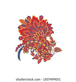 Paisley isolated. Card with paisley isolated for design. Paisley vector pattern. Embroidery floral vector pattern. 