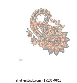 Paisley isolated. Card with paisley isolated for design. Paisley vector pattern. Embroidery floral vector pattern.