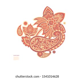 Paisley isolated. Card with paisley isolated for design. Paisley vector pattern. Embroidery floral vector seamless pattern.