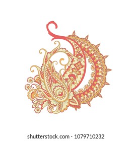 Paisley isolated pattern. Vintage illustration in batik style