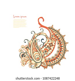 Paisley isolated pattern. Vintage illustration in batik style