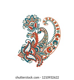 Ornate Colorful Indian Vintage Paisley Elements Stock Illustration ...