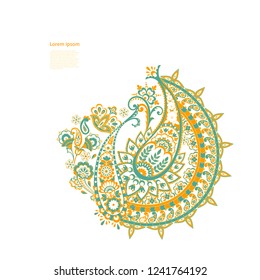 Paisley isolated pattern. Vintage illustration in batik style