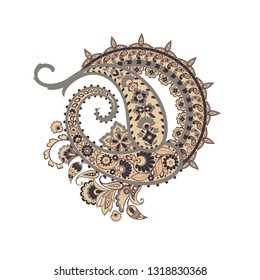 Paisley isolated pattern. Vintage illustration in batik style