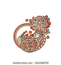 Paisley isolated pattern. Vintage illustration in batik style