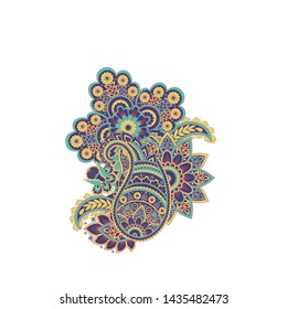 Paisley isolated pattern. Vintage illustration in batik style