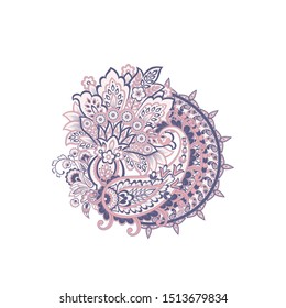 Paisley isolated pattern. Vintage illustration in batik style