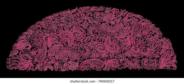 Paisley lace doodle pattern pink fashion decorative drawing ornament pink black vector