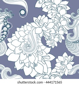 paisley lotus vector seamless pattern