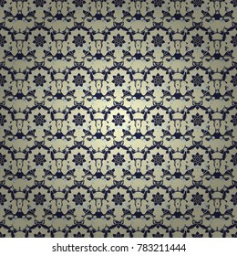 Paisley and Mandalas. Vector seamless pattern. Indian floral backdrop. White, beige and gray wallpaper.