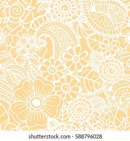 Paisley mehndi seamless pattern. Boho pattern. Vector illustration