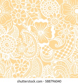 Paisley mehndi seamless pattern. Boho pattern. Vector illustration