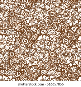 Paisley mehndi seamless violet pattern. Vector illustration