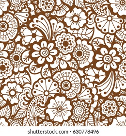 Paisley mehndi seamless violet pattern. Vector illustration