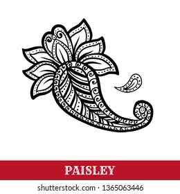 Paisley motif hand drawn isolated vector ornamental illustration. Persian sketch drawing. 