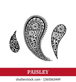 Paisley motif hand drawn isolated vector ornamental illustration. Persian sketch drawing. 