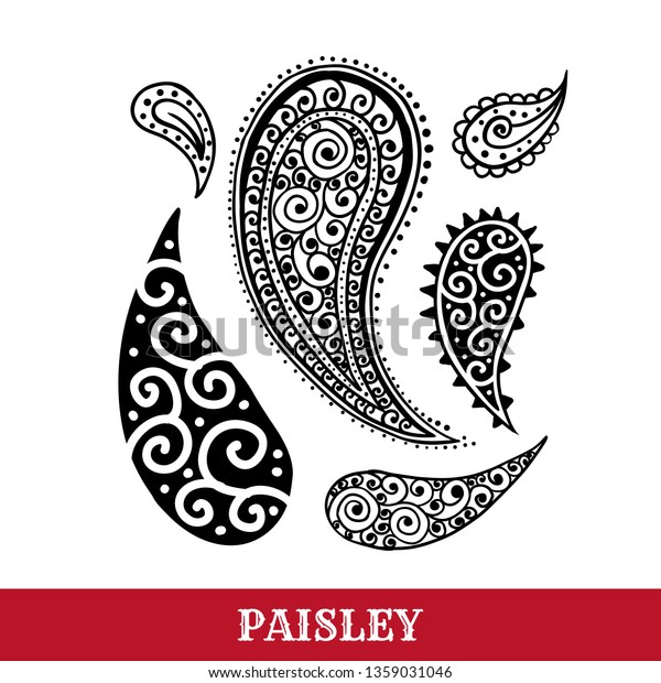 Paisley Motif Hand Drawn Isolated Vector Stock Vector (Royalty Free ...