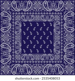 Paisley motif illustration with bandana print design