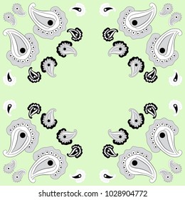 Paisley  oriental colorless pattern . Hand drawn.