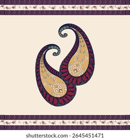 Paisley original Design Oreintal Flora embroidery, Indian style. art ornament print.Design for carpet, cover.wallpaper, wrapping, fabric, clothing, tribal vector texture.