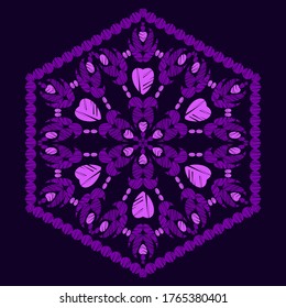 Paisley ornament. Design with manual hatching. Drawing. Ikat. Vector illustration for web design or print.
