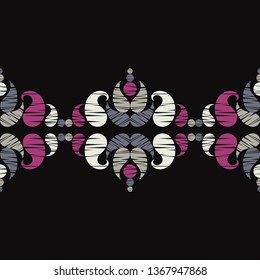 Paisley ornament. Ethnic boho seamless pattern. Ikat. Folk motif. Can be used for wallpaper, textile, invitation card, wrapping, web page background.