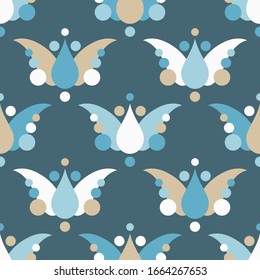 Paisley ornament. Flowers. Polka dots. Ikat. Traditional ornament. Vector illustration for web design or print.