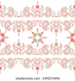 Paisley ornament. Polka dot. Ethnic boho seamless pattern. Ikat. Traditional ornament. Folk motif. Can be used for wallpaper, textile, invitation card, wrapping, web page background.