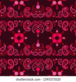 Paisley ornament. Polka dot. Ethnic boho seamless pattern. Ikat. Traditional ornament. Folk motif. Can be used for wallpaper, textile, invitation card, wrapping, web page background.