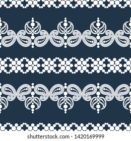Paisley ornament. Polka dot. Ethnic boho seamless pattern. Ikat. Traditional ornament. Folk motif. Can be used for wallpaper, textile, invitation card, wrapping, web page background.