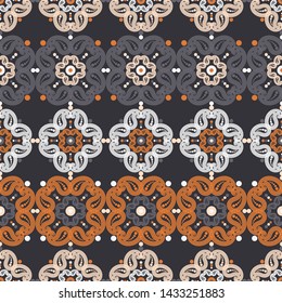 Paisley ornament. Polka dot. Ethnic boho seamless pattern. Traditional ornament. Folk motif. Can be used for wallpaper, textile, invitation card, wrapping, web page background.