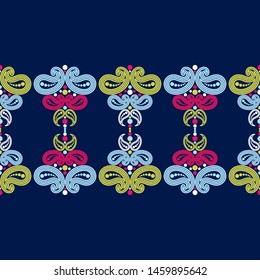 Paisley ornament. Polka dot. Ethnic boho seamless pattern. Ikat. Traditional ornament. Folk motif. Can be used for wallpaper, textile, invitation card, wrapping, web page background.